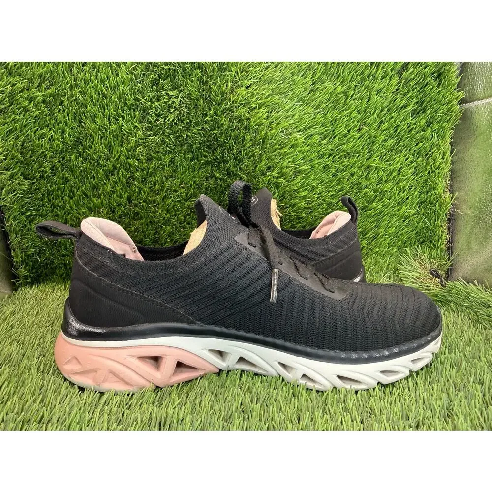 Skechers Glide-Step 149553-BKPK Athletic Sneaker Womens 8 Black Knit Gym Running